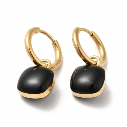 Drop Earrings, Square, with Black/White Acrylic