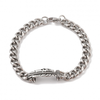 Chain Bracelet with Feather Detail