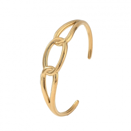 Linked Oval Cuff Bangle – Chic Minimalist Bracelet