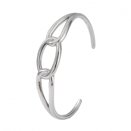 Linked Oval Cuff Bangle – Chic Minimalist Bracelet