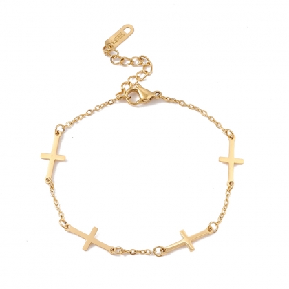 Faith & Grace Bracelet – Elegant Cross Chain in Gold