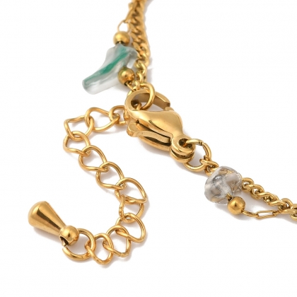 Golden Shell Charm Bracelet with Natural Agate