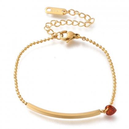 Heart Charm Bracelet with Bar
