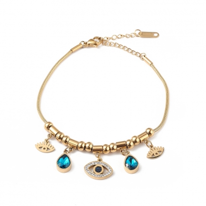 Evil Eye & Crystal Charm Bracelet