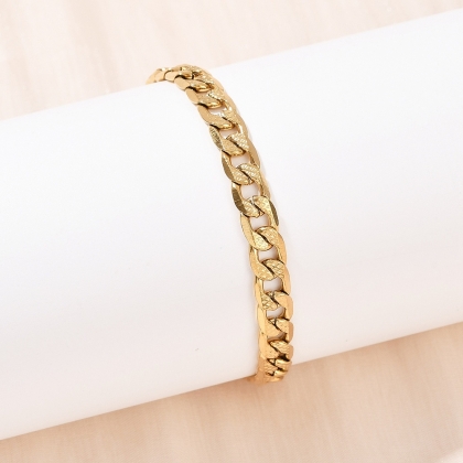 Textured Curb Chain Bracelet – (Adjustable Length)