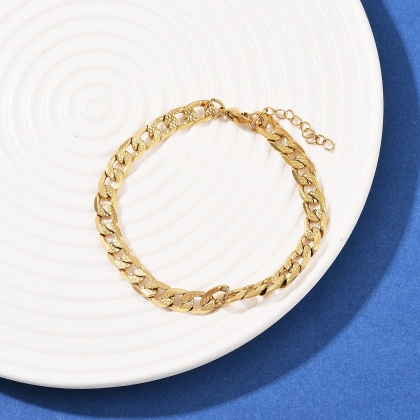 Textured Curb Chain Bracelet – (Adjustable Length)