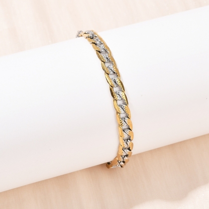 Textured Curb Chain Bracelet – (Adjustable Length)