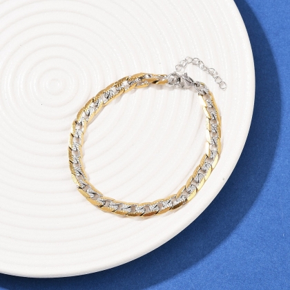 Textured Curb Chain Bracelet – (Adjustable Length)