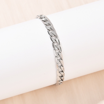 Textured Curb Chain Bracelet – (Adjustable Length)