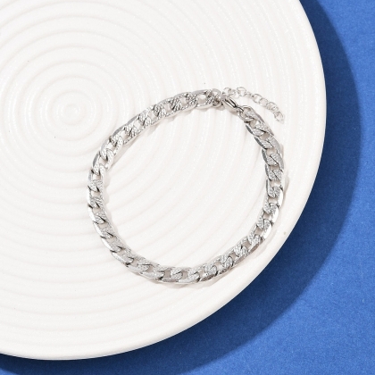 Textured Curb Chain Bracelet – (Adjustable Length)