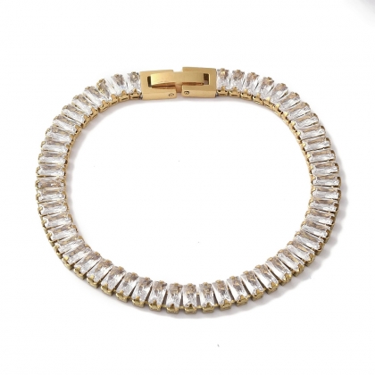 Bracelet – Rectangle Clear Zircon Design